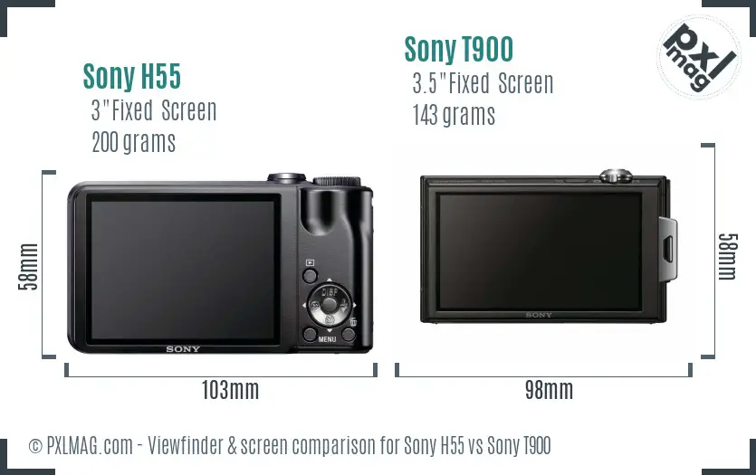 Sony H55 vs Sony T900 Screen and Viewfinder comparison