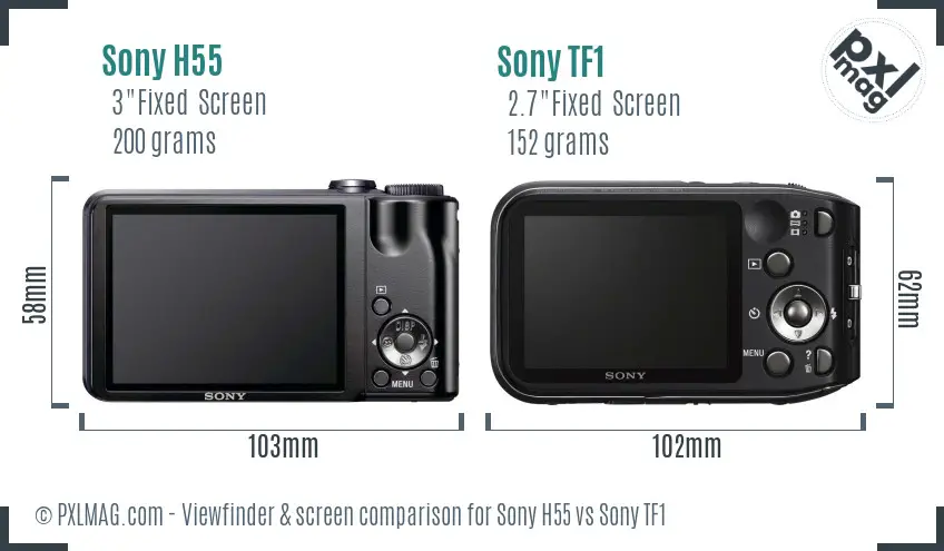Sony H55 vs Sony TF1 Screen and Viewfinder comparison