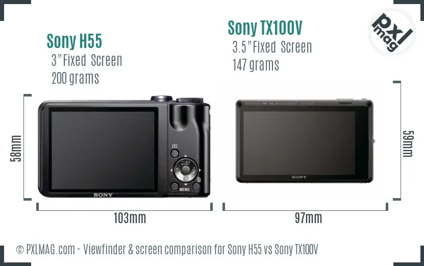 Sony H55 vs Sony TX100V Screen and Viewfinder comparison
