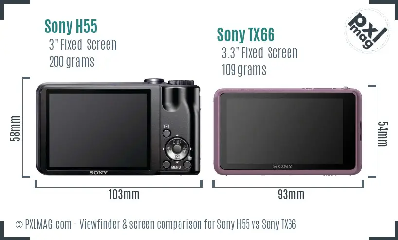 Sony H55 vs Sony TX66 Screen and Viewfinder comparison