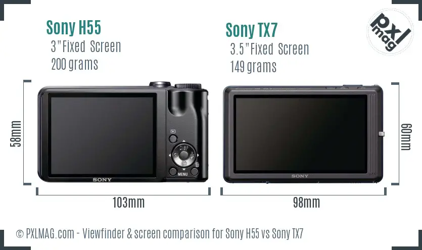 Sony H55 vs Sony TX7 Screen and Viewfinder comparison