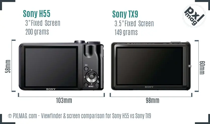 Sony H55 vs Sony TX9 Screen and Viewfinder comparison