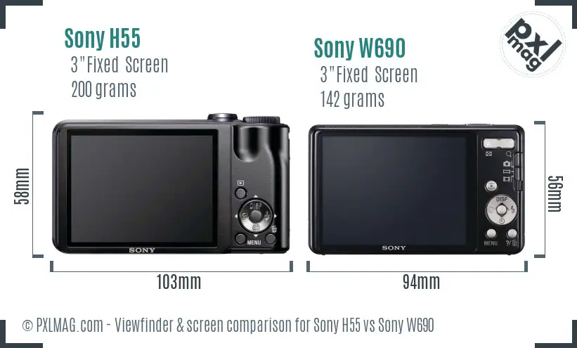 Sony H55 vs Sony W690 Screen and Viewfinder comparison