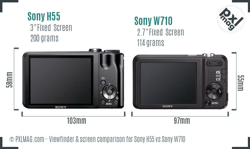 Sony H55 vs Sony W710 Screen and Viewfinder comparison