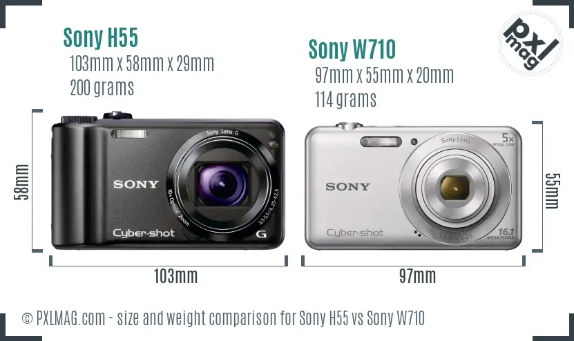 Sony H55 vs Sony W710 size comparison