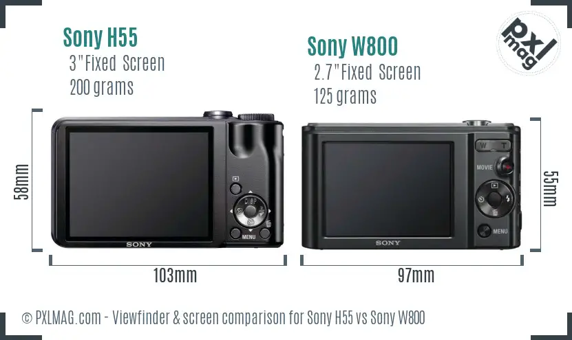 Sony H55 vs Sony W800 Screen and Viewfinder comparison