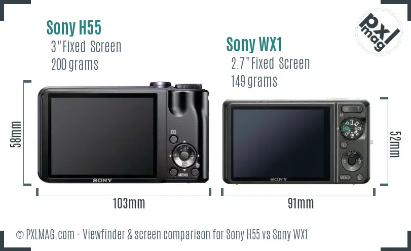 Sony H55 vs Sony WX1 Screen and Viewfinder comparison