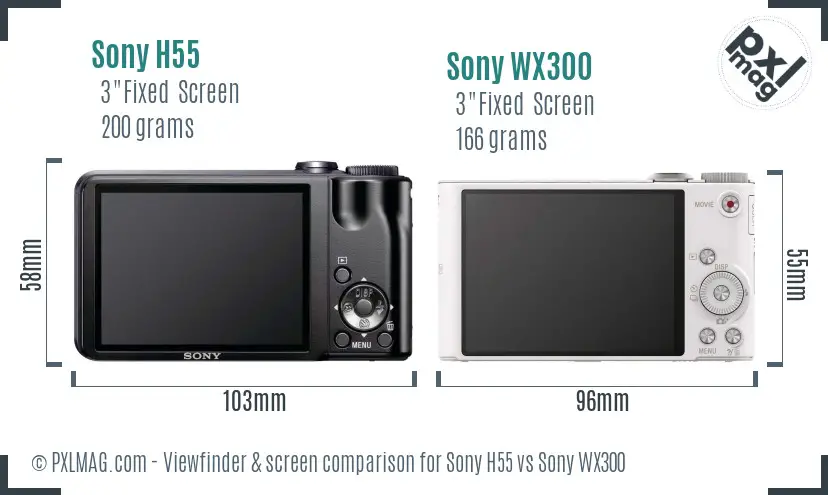 Sony H55 vs Sony WX300 Screen and Viewfinder comparison