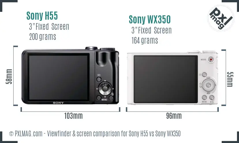 Sony H55 vs Sony WX350 Screen and Viewfinder comparison