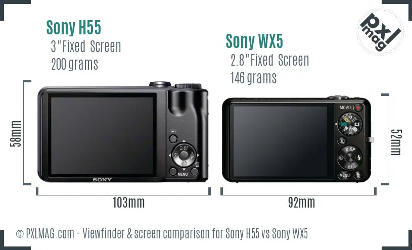 Sony H55 vs Sony WX5 Screen and Viewfinder comparison