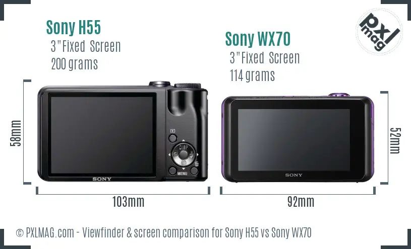 Sony H55 vs Sony WX70 Screen and Viewfinder comparison