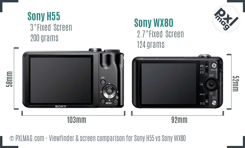 Sony H55 vs Sony WX80 Screen and Viewfinder comparison