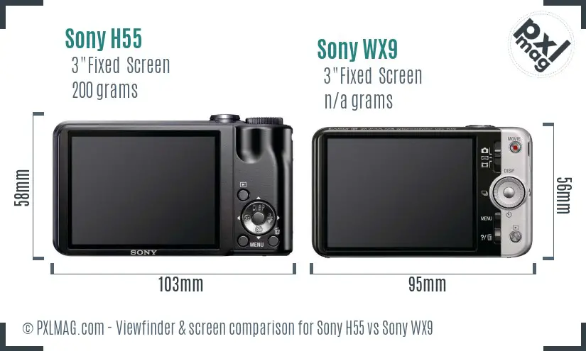 Sony H55 vs Sony WX9 Screen and Viewfinder comparison