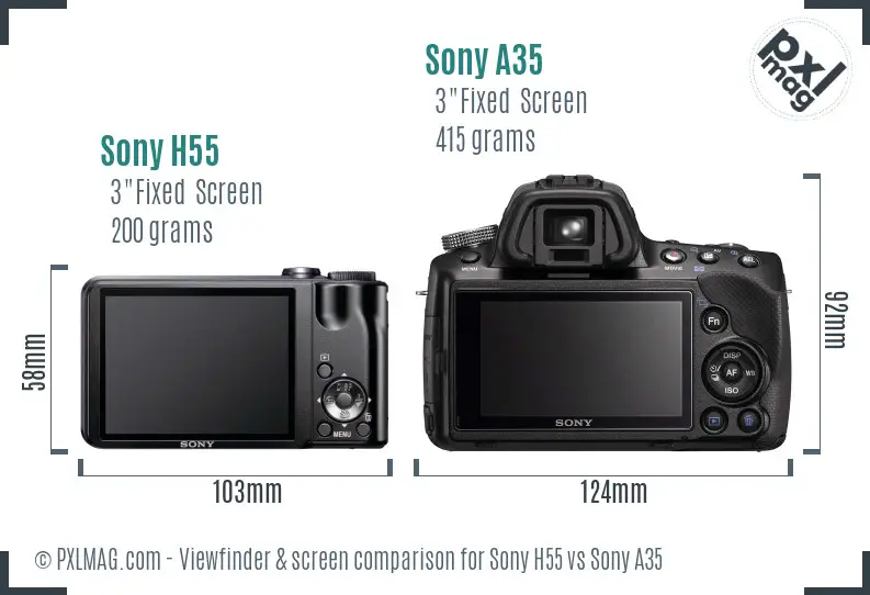 Sony H55 vs Sony A35 Screen and Viewfinder comparison