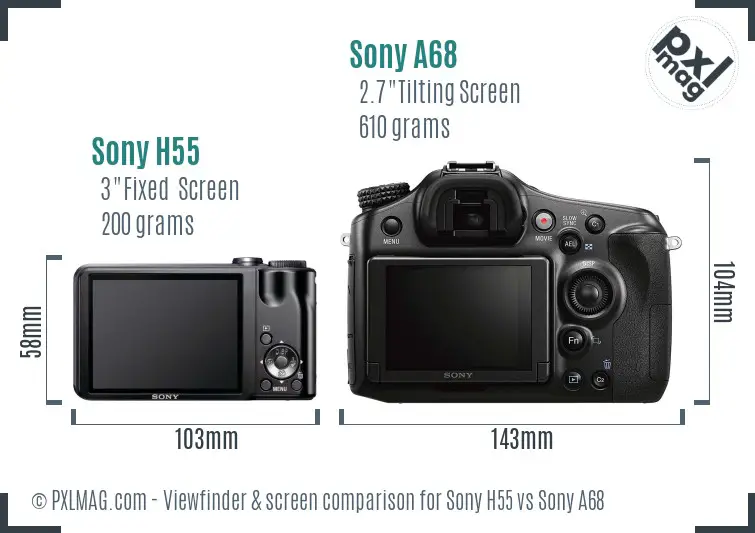 Sony H55 vs Sony A68 Screen and Viewfinder comparison