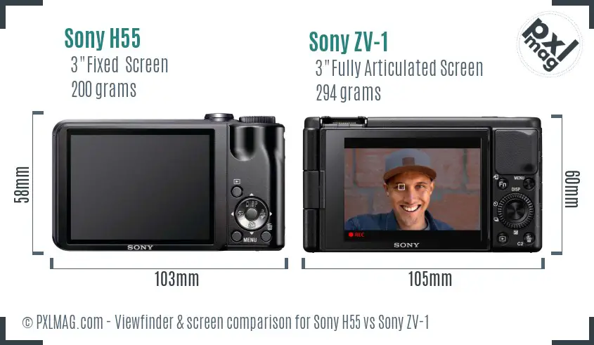 Sony H55 vs Sony ZV-1 Screen and Viewfinder comparison