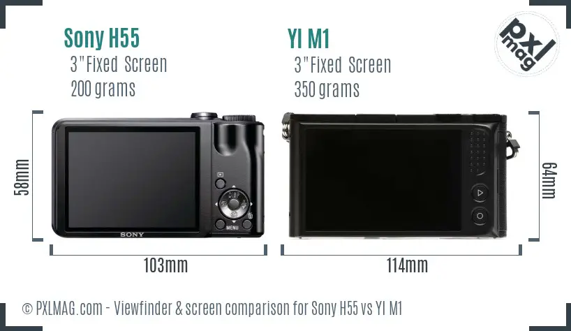 Sony H55 vs YI M1 Screen and Viewfinder comparison