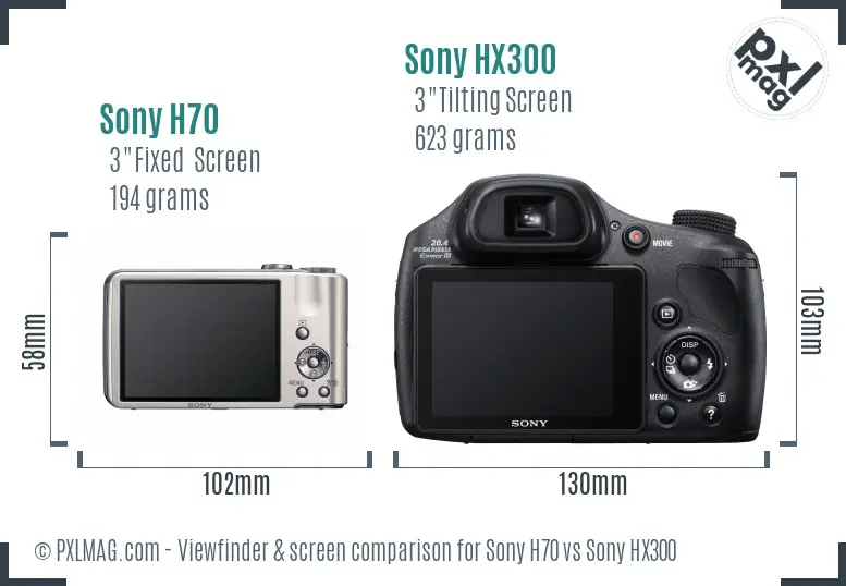 Sony H70 vs Sony HX300 Screen and Viewfinder comparison