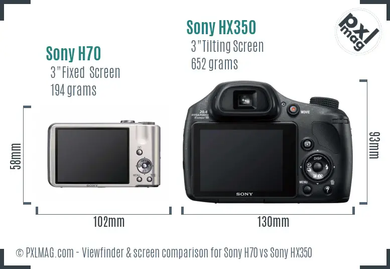 Sony H70 vs Sony HX350 Screen and Viewfinder comparison
