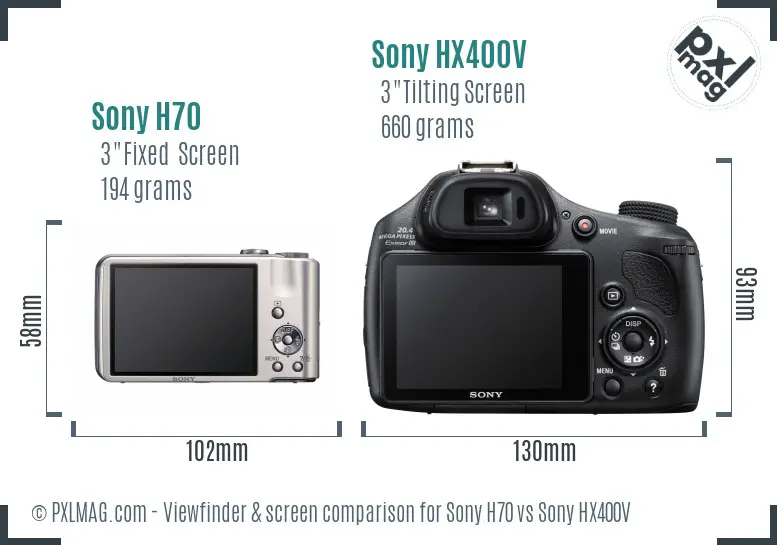 Sony H70 vs Sony HX400V Screen and Viewfinder comparison