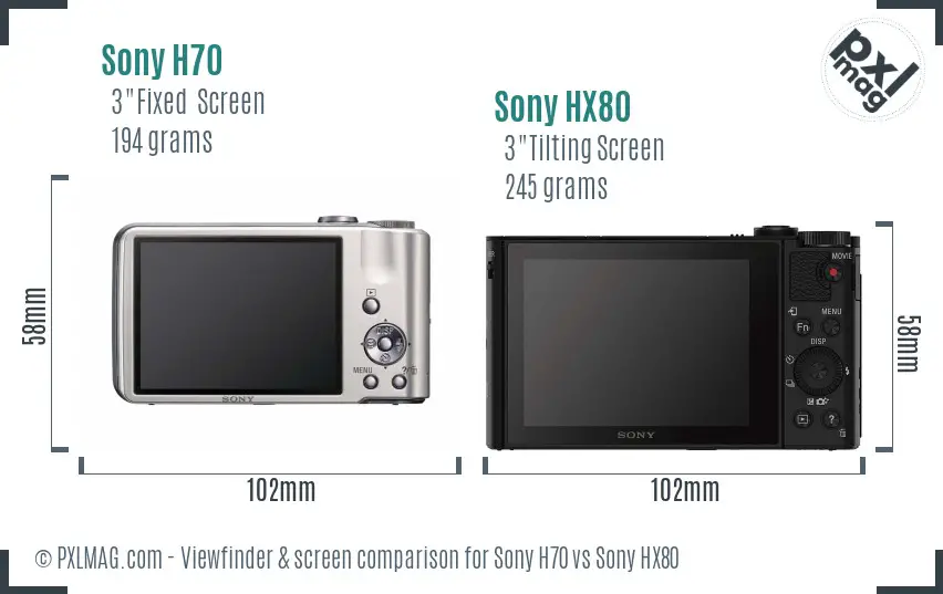 Sony H70 vs Sony HX80 Screen and Viewfinder comparison
