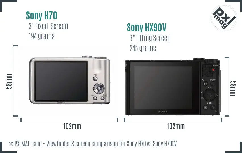Sony H70 vs Sony HX90V Screen and Viewfinder comparison