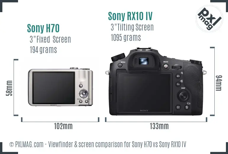 Sony H70 vs Sony RX10 IV Screen and Viewfinder comparison