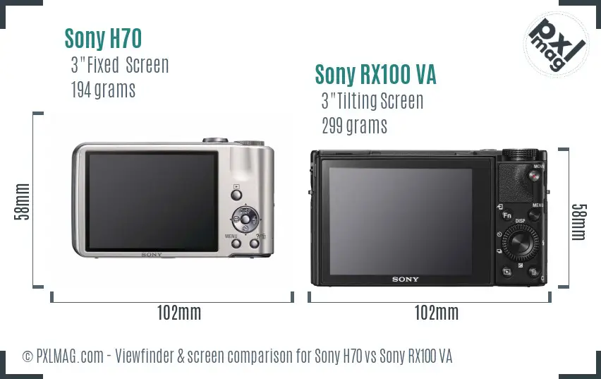 Sony H70 vs Sony RX100 VA Screen and Viewfinder comparison