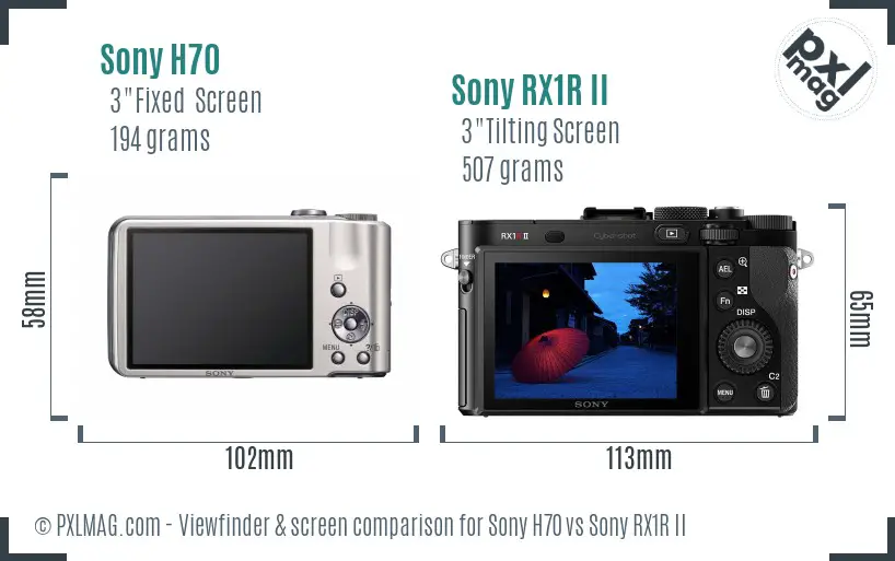 Sony H70 vs Sony RX1R II Screen and Viewfinder comparison