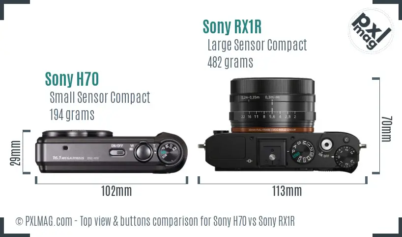 Sony H70 vs Sony RX1R top view buttons comparison