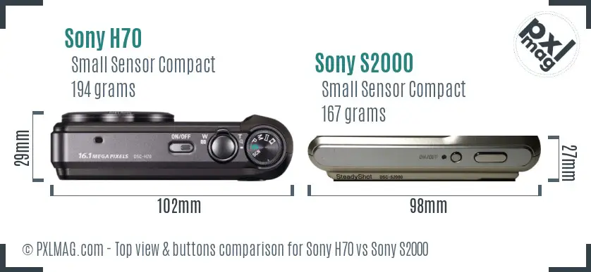 Sony H70 vs Sony S2000 top view buttons comparison