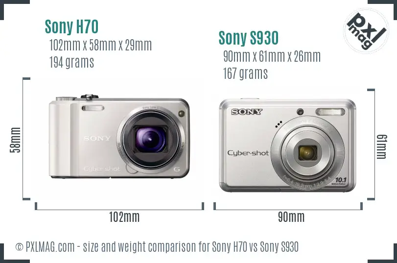 Sony H70 vs Sony S930 size comparison