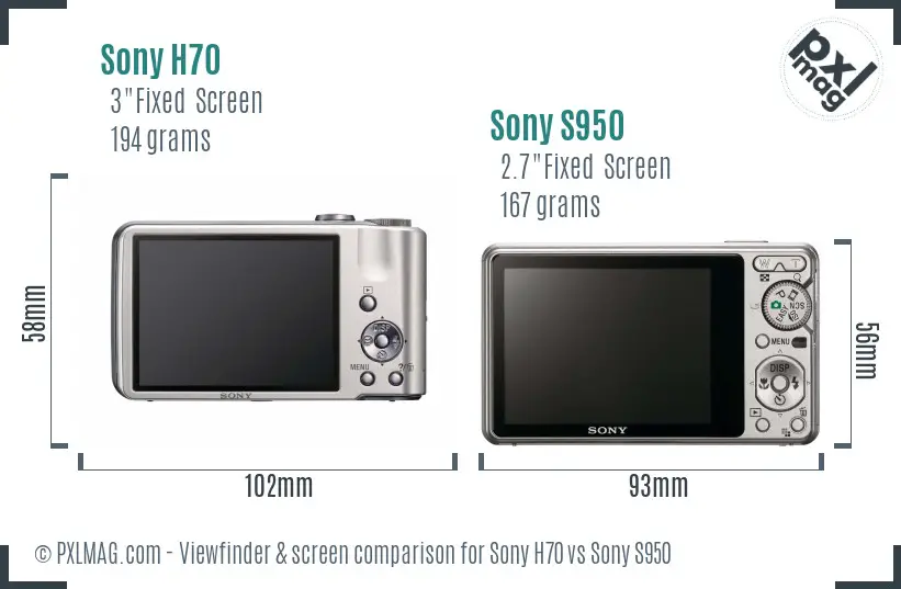 Sony H70 vs Sony S950 Screen and Viewfinder comparison