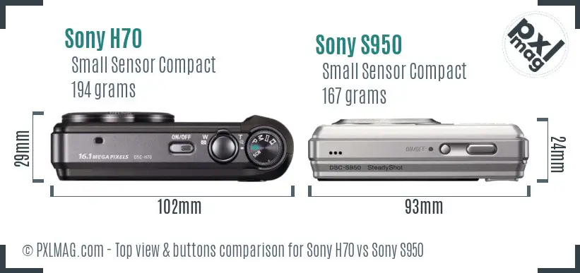 Sony H70 vs Sony S950 top view buttons comparison