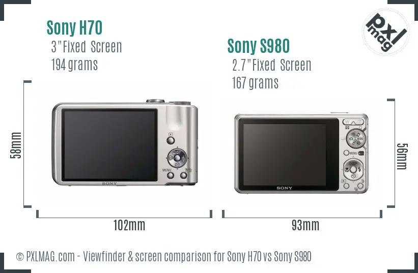 Sony H70 vs Sony S980 Screen and Viewfinder comparison