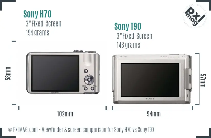 Sony H70 vs Sony T90 Screen and Viewfinder comparison