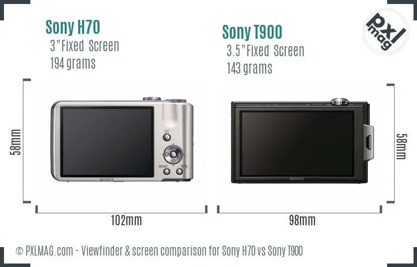 Sony H70 vs Sony T900 Screen and Viewfinder comparison