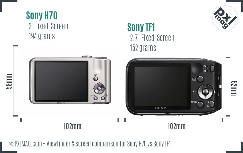 Sony H70 vs Sony TF1 Screen and Viewfinder comparison