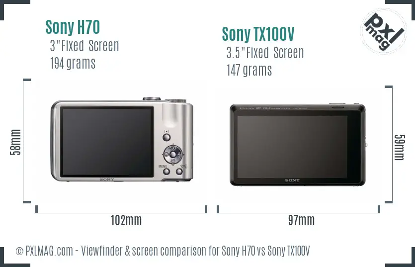 Sony H70 vs Sony TX100V Screen and Viewfinder comparison