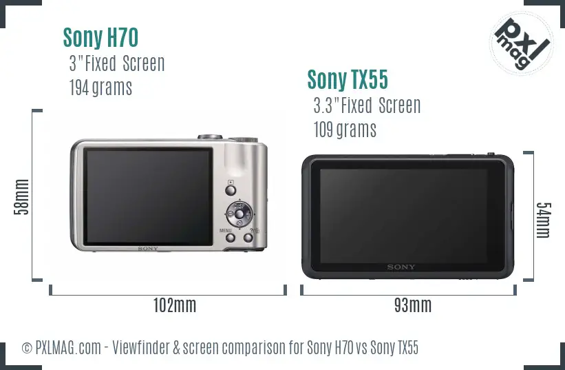 Sony H70 vs Sony TX55 Screen and Viewfinder comparison
