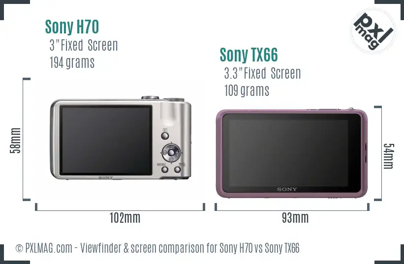 Sony H70 vs Sony TX66 Screen and Viewfinder comparison
