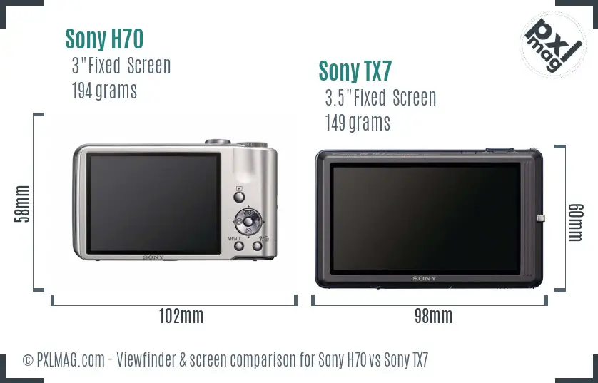 Sony H70 vs Sony TX7 Screen and Viewfinder comparison