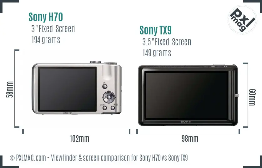 Sony H70 vs Sony TX9 Screen and Viewfinder comparison