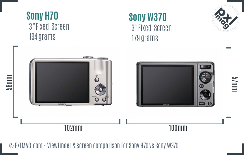 Sony H70 vs Sony W370 Screen and Viewfinder comparison