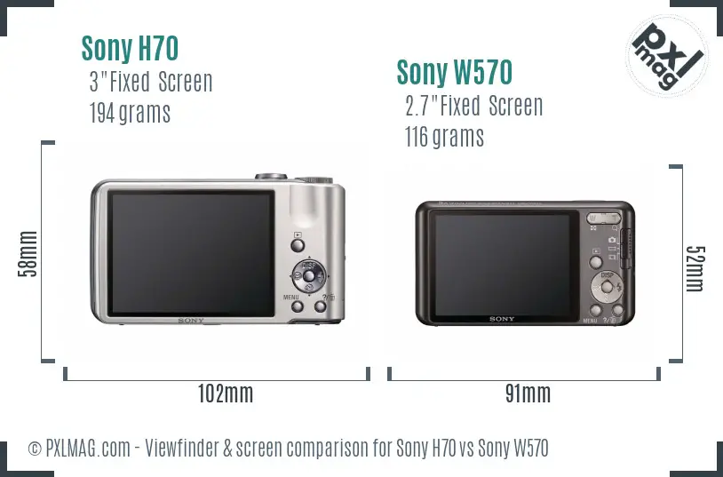 Sony H70 vs Sony W570 Screen and Viewfinder comparison