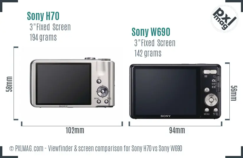 Sony H70 vs Sony W690 Screen and Viewfinder comparison
