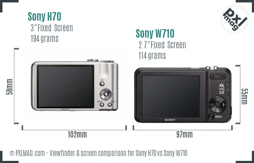 Sony H70 vs Sony W710 Screen and Viewfinder comparison