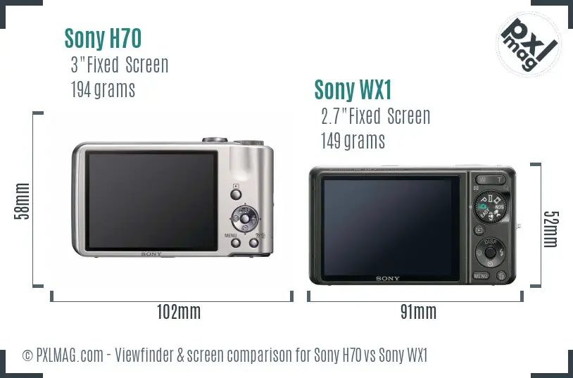 Sony H70 vs Sony WX1 Screen and Viewfinder comparison
