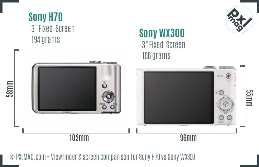 Sony H70 vs Sony WX300 Screen and Viewfinder comparison