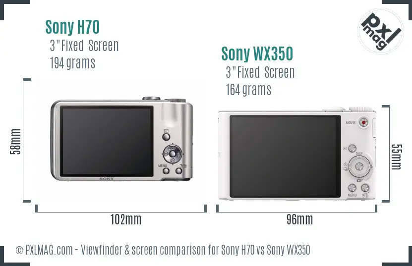 Sony H70 vs Sony WX350 Screen and Viewfinder comparison